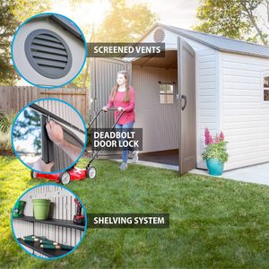 Lifetime Outdoor Storage Shed, 8 x 15 ft – Desert Sand