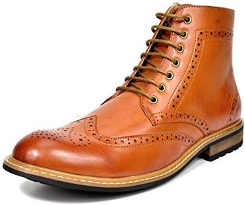 Bruno Marc Men's Dress Ankle Motorcycle Boots Wingtip Leather Lined Derby Oxfords Bergen-01 Brown Size 14 M US