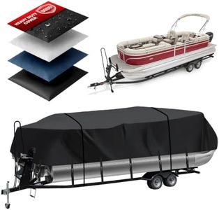 Heavy Duty 900D Pontoon Boat Cover, 24'2''-26'2'' Marine Grade Waterproof Cover with Adjustable Windproof Tightening Strap & Anti-UV for SunTracker Party Barge/SPORTFISH/Fishing Barge