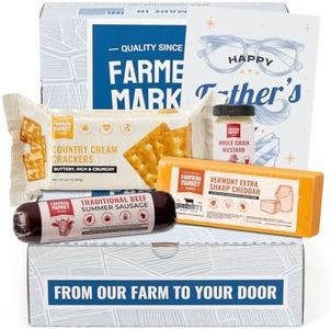 Farmers Market Foods Meat and Cheese Gift Basket for Father’s Day – Summer Sausage, Sharp Cheddar, Crackers & Mustard Gift Set – Gourmet Charcuterie Snack Box for Dad, Holiday, Birthday & Corporate Gifts