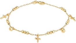 Barzel 18K Gold Plated Cross Anklet For Women, 10 Inches (Made In Brazil)