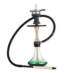 Shisha Set with Silicone Pipe Hose Bowl Tong Mouth Tips, 50cm Small Hookah Shisha Complete Set Chameleon Glass Vase Gold