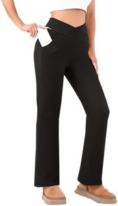 Fleece Lined Pants for Women Winter Thermal Trousers High Waisted Crossover Yoga Pants Warm Thick Leggings for Ski Black