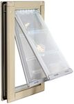 Endura Flap Double Flap Pet Door for Doors | All-Weather Insulated Flap | Durable Aluminum Frame with Secure Locking Cover | Interior and Exterior Door Installations | Tan, Medium, Double Flap
