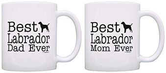 Dog Lover Gift Best Labrador Retriever Mom Dad Ever Bundle 2 Pack Gift Coffee Mugs Tea Cups White