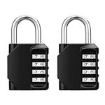 ZHQIAN 2 Pack Combination Lock 4 Digit Outdoor Waterproof Design Padlock, for School Gym Locker, Fence, Gate, Case, Hasp Cabinet (Black)