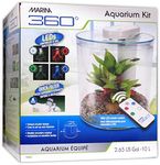 Marina 360 Aquarium with Remote Control LED Lighting, Multi-colour, 10 Litre,Blue,Green,Red