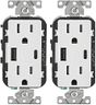 Leviton USB 5.1A Type A/Type-C Leviton Decora 15A Receptacle in White, 2-Pack