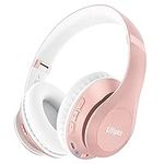 Uliptz Wireless Bluetooth Headphones, 65H Playtime Over Ear Headphones with Microphone, 6EQ Sound Modes Wireless Headphones, Foldable Bluetooth 5.3 Headphones for Office/Cellphone/PC (Rose Gold)