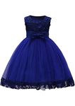 YMING Girl Party Dress Bowknot Pageant Dress Flower Summer Dress Sapphire 5-6 Years