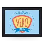 Portable Lap Desk Tray (You are My Hero Daddy/Father's Day) Handmade Wooden Frame, Beanbag Cushioned Bottom | Computers, Laptops, Meals, Food | L0736 Black