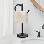 BESy 14 Inch Oil Rubbed Bronze Stand Towel Bar Hanger Hand Towel Bar Bathroom Vanity Countertop Towel Holder Free Standing Stainless Steel Towel Ring Hardware Accessories Towel Rack