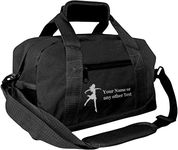 Personalized Passion 14” Small Sports Duffel Bags for Kids - Waterproof Travel Duffle with Name & Dance Design - Black Two-Toned Kids Weekender Bag for Boys and Girls