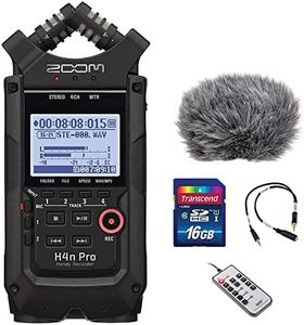 Zoom H4n Pro All Black 4-Track Portable Recorder (2022) Bundle with 16GB Memory Card, Mic Attenuator Cable, Windbuster, and Remote Control for H4n