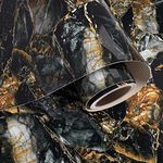 VaryPaper 32"x354" Large Size Black and Gold Marble Wallpaper Peel and Stick Countertop Contact Paper Waterproof Self Adhesive Removable Marble Wall Paper for Bathroom Bedroom Walls Kitchen Cabinets