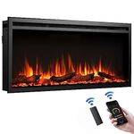 FLAMME 40"/102cm Castello Slim Frame Recessed Media Wall Inset Electric Fireplace with Multi Flame Colours 750W/1500W