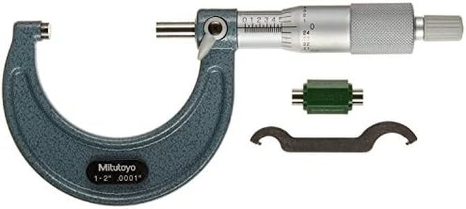 Mitutoyo 103-132 Outside Micrometer, Baked-enamel Finish, Ratchet Stop, 1-2" Range, 0.0001" Graduation, +/-0.0001" Accuracy