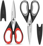 Kitchen Shears, iBayam Kitchen Scissors Heavy Duty Meat Scissors Poultry Shears, Dishwasher Safe Food Cooking Scissors All Purpose Stainless Steel Utility Scissors, 2-Pack (Black Red, Black Gray)