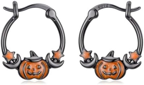 Halloween Earrings 925 Sterling Silver Black Pumpkin Earrings Gothic Hoop Earrings Jewelry Gifts for Women Daughter