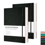 RETTACY B5 College Ruled Notebook 2 Pack - Softcover Composition Notebooks 408 Numbered Pages for Writing, 100gsm Lined Paper, for Women Men Work School, 19 x 25 cm - Black Black