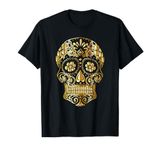 Sugar Skull Gifts Mexican Design Gold And Black T-Shirt