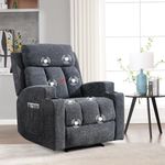 ANJ Comfy Massage Recliner Chair with Heat, Manual Fabric Reclining Chair with Side Pockets and Cup Holders, Overstuffed Single Sofa Home Theater Seating for Living Room