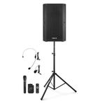 VONYX VSA500-BP 12-Inch Battery Powered Portable PA System with Wireless Microphone, Headset & Tripod Speaker Stand, Bluetooth, USB, SD & AUX – Ideal for Events, Performances & Fitness Classes