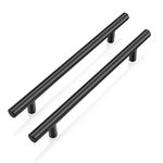 PinLin 15 Pack Cabinet Pulls Hole Center 160mm Stainless Steel Kitchen Cabinet Handles Flat Black Cupboard Door Handles T Bar Drawer Pulls with Screws