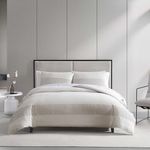 Vera Wang - King Comforter Set, Luxury Bedding with Matching Shams, Ideal for All Seasons (Chenille Waffle Stripe Beige, King)