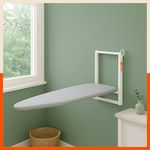 Bathla X-Pres Vault Wall Mount Ironing Table/Board | Space-Saving & Foldable Mechanism | White | DIY Assembly | Easy-Release Lever, Removable Cotton Cover & Mounting Hardware