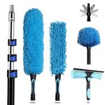 20 Foot High Reach Dusters for Cleaning 5 PCS, Ceiling Fan Dusters with Extension Pole, Cobweb Duster with Extension Pole for High Ceilings/Fans, 2 in 1 Window Squeegee Duster by MAYKI