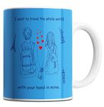 Paperholic Creations Ceramic Travel Coffee Mug, 330ml, Blue - Valentine Gift for Girlfriend, Boyfrind | Anniversary Birthday Gift for Husband, Wife | Romantic Love Gift