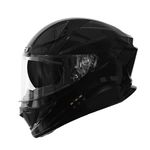 HEADFOX N2F Sharp Smart Bluetooth Full Face Helmet for Man & Women for Bike with Dual Visor, Aircraft Light, Noise Cancellation, Voice Assistance & GPS (Glossy Black, M-60 CM)