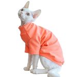 Sphynx Cats Warm Fleece Shirt Cat Turtleneck Undershirt Thermal Hairless Cat Clothes for Sphynx, Devon, Cornish Cat Clothes and Small Kitten and Dogs (Solid Orange, Large)