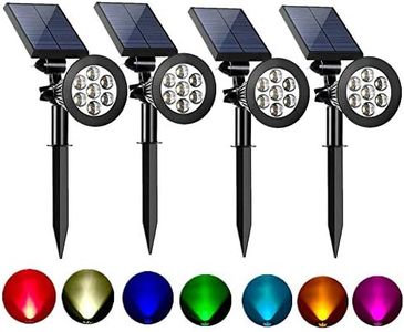 Sunklly Solar Spot Lights Outdoor Color Changing, 8 Lighting Modes 2-in-1 Solar Lights Outdoor Waterproof, Auto On/Off Multicolor Solar Powered Landscape Spotlights for Garden Patio Yard Pool, 4 Pack