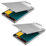 ZCZN Aluminum Clipboard with Storage, 2 Pack Recycled Metal Clipboard Box, Form Holder, Suitable for School, Office, Jobsite or Medical Staff, 9.25 x 13.78 Inches, Silver