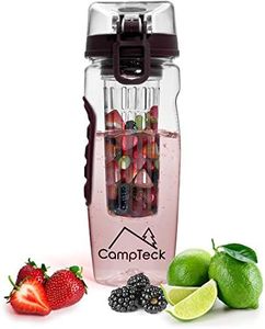 Campteck 1 Litre 1000Ml Fruit InfUSer Water Bottle (Bpa Free Tritan Plastic) With Leak Proof Lid + Lock & Carry Handle - Black