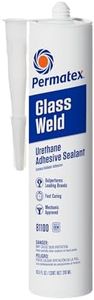 Permatex 81100 Glass Weld Premium Urethane Windshield Sealant - Polyurethane Glue Automotive Seam Sealer, Window Sealant Glass Glue for Car Glass Repair - Strong, Flexible, Fast Curing, 10.5oz