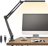 Swing Arm Lamp, Desk Lamp with Clamp, Office Lamp with 3 Color Modes, 9 Brightness Levels, Modern Architect Table Lamp for Study Reading Working ,Memory Function Clip on Task Lamp for Home, Office, Dorm, Read, Study, Work (814/Black)