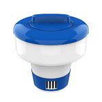 Housolution Floating Chlorine Dispenser, 7-inch Floater Fits 3 inch Chlorine Tablets, Adjustable Release Flow Tablets Floater for Indoor & Outdoor Swimming Pool SPA Hot Tub - Blue & White