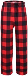 Ekouaer Boys Pajama Pants Soft Elastic Waist Pajama Bottoms Plaid Lounge Pants