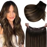 LaaVoo Invisible Wire Human Hair Extensions 14 Inch 80g Darkest Brown Balayage Light Brown Adjustable Size Removable Clips Secret Remy Hair Extensions Real Hair Extensions #2/8/2