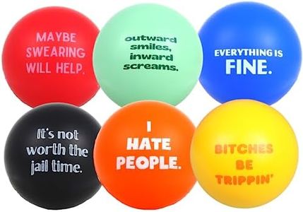 Anti Stress Balls Assortment, Everything is Fine, I Hate People, Outward Smiles Inward Screams, Funny Gag Gifts for Coworkers, 2.48 Inches (Pack of 6)