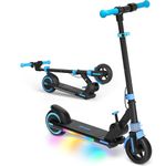HeyScooter Kids Electric Scooter with 15km Range,6.5" Solid Tires,150W Motor, Foldable Aluminium Frame, Max 16km/h, Adjustable Height 75–100cm, LED Side Lights, Dual Brake System (Blue)