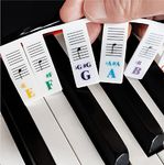 Piano Keyboard Note Labels Removable Piano Keyboard Stickers for Beginner Silicone Piano Notes Guide for Learning, 61-Key Full Size, No Need Stickers, Reusable and Comes with Box (61-Key Colorful)