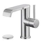 TONNY Bathroom Faucet, Waterfall Bathroom Sink Faucet Single Handle, Brushed Nickel Bathroom Vanity Faucets for Sink 1 Hole with Pop Up Drain and Water Supply Hoses