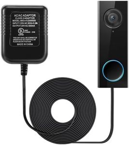 Dreyoo Doorbell Transformer 16-24V Adapter, 16.4ft Long C Wire Power Supply 20VAC 500mA Power Adapter, Compatible with Arlo Eufy Video Doorbell, UL Certification with 50PCS Cable Clips(Black)