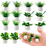 cobee Miniature Dollhouse Plant Set,14 Pieces Dolls House Bonsai Plant 1:12 Mini Garden Potted Plants Tiny Flower Model Greenery Ornament Fairy Garden Dollhouse Accessories Decoration