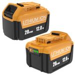 DCB210 Replacement for Dewalt 20V MAX XR Battery 12.0Ah Compatible with Dewalt 20V Lithium Ion Battery DCB205 DCB206 Compatible with Dewalt 20 Volt Battery DCD/DCF/DCG/DCS Series Cordless Power Tools