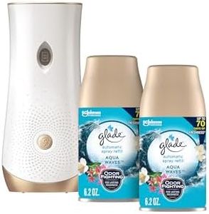 Glade Automatic Spray Refill and Holder Kit, Air Freshener for Home and Bathroom, Aqua Waves, 6.2 Oz, 2 Count